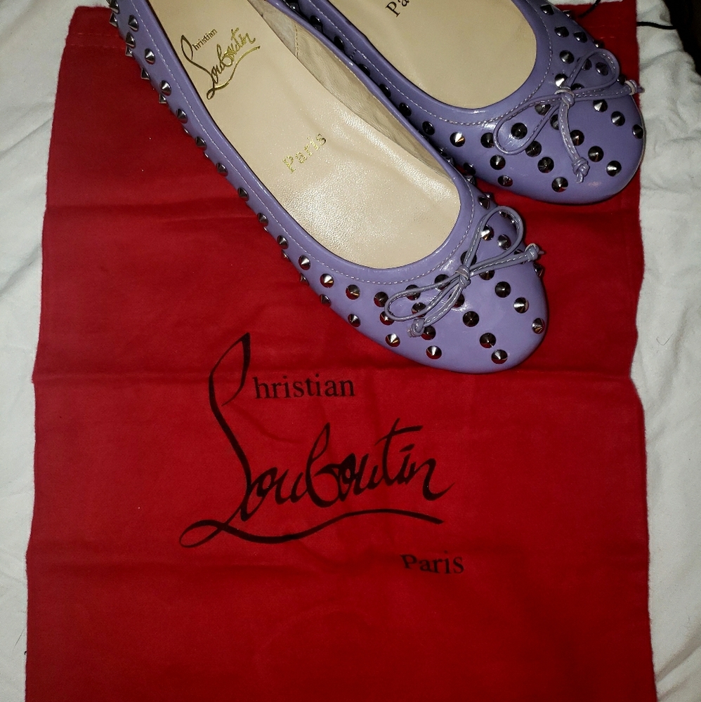 Rare Christian Louboutin violet studded flats